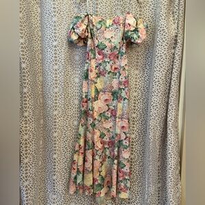 Vintage Jessica McClintock Bridal Floral Dress with Puff Sleeves